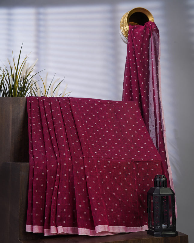 Handloom Cotton Weaving Butties - Maroon