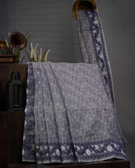 Lotus Cotton Ikkat Design Golden Buttis - Grey