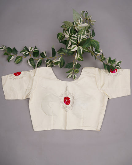 Russian Silk Kardhana Work with Scallop Border