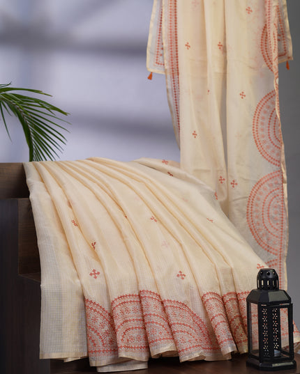 Kota Silk Saree with Thread Embroidery Border and Butties