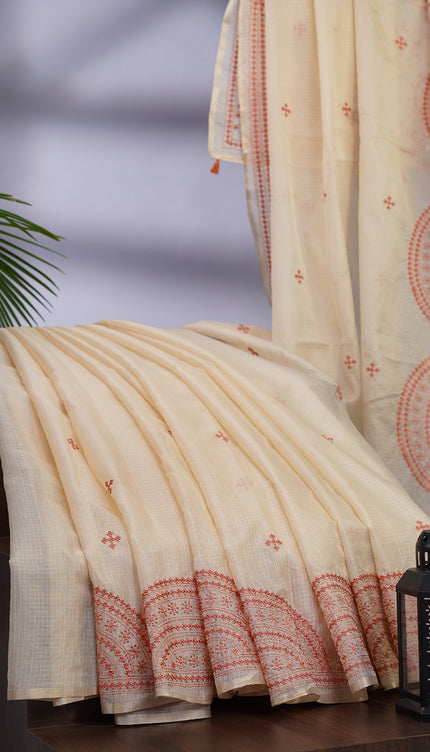 Kota Silk Saree with Thread Embroidery Border and Butties
