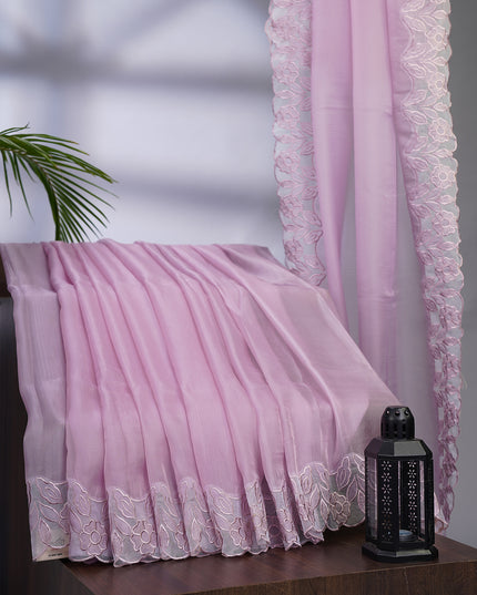 Soft Tissue Organza Silk with Thread Work Scallop Border