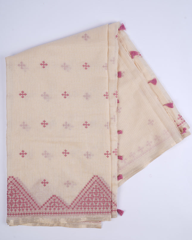 Kota Silk Saree with Thread Embroidery Border & Butties