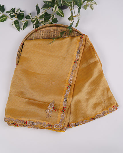 Tissue Organza silk with Self Texture & Handwork Border and Motifs