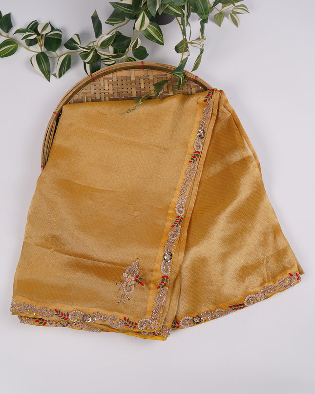 Tissue Organza silk with Self Texture & Handwork Border and Motifs