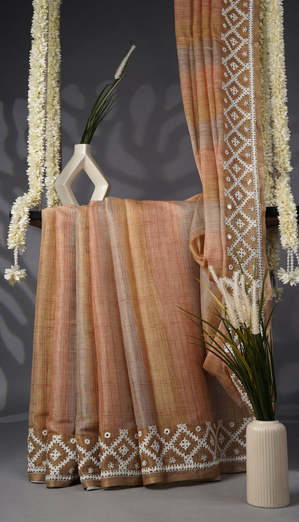 Lenin Tissue Saree with Thread Work Border- Mehindhi