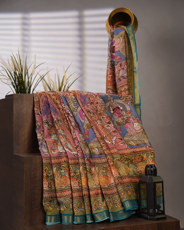 Muslin Silk Kalamkari Print - Brown