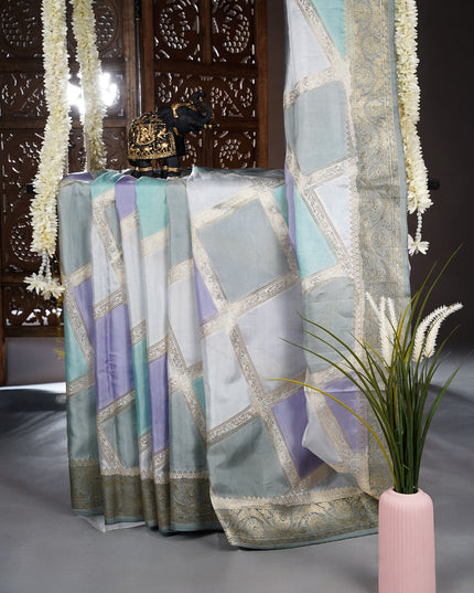 Banaras Silk Saree With Rangot Design - Multi Color