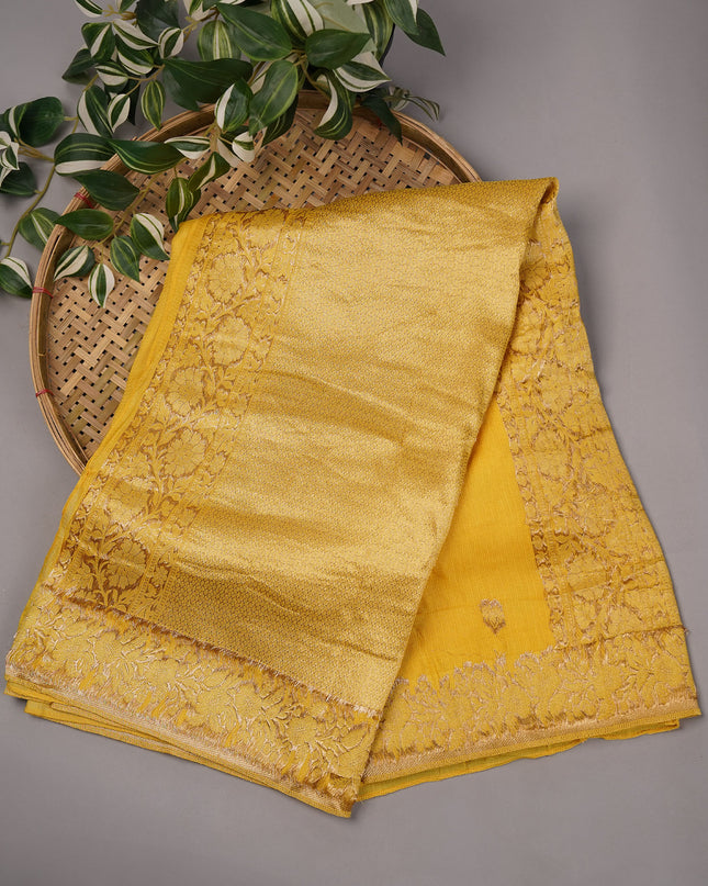 Silk Kota Allover Golden Zari Weaving with Flower Butties