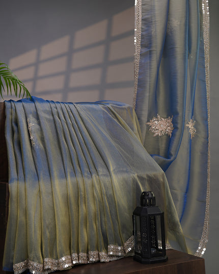 Tissue Georgette Allover Sequence Work with Zardozi Border