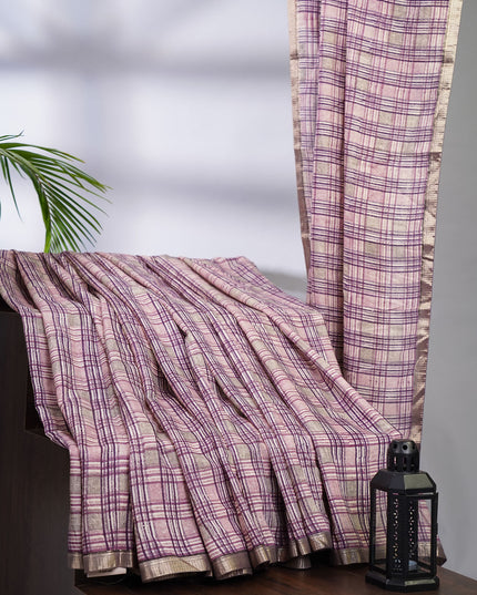 Muslin Silk with Silver Border