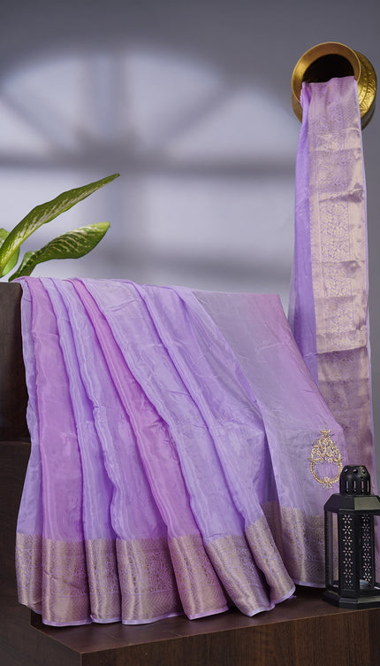 Russian Crepe with Kardhana Sequence Butties and Banaras Border Lavender