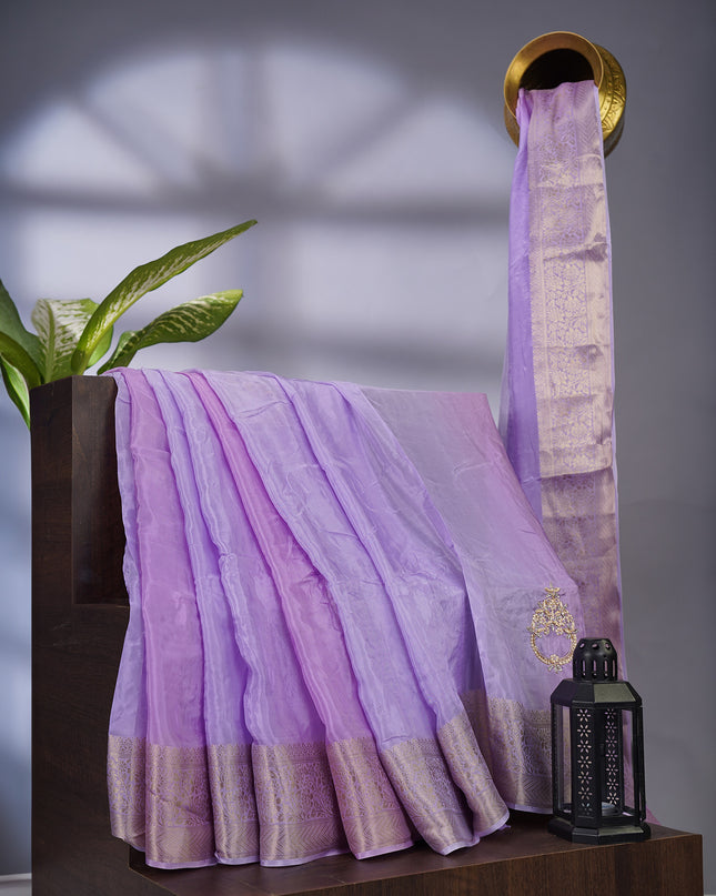 Russian Crepe with Kardhana Sequence Butties and Banaras Border Lavender
