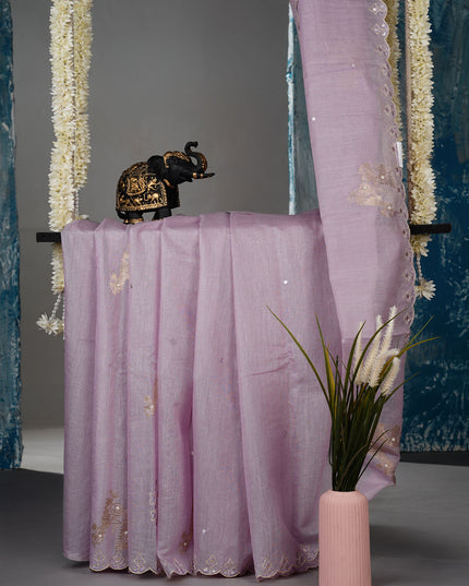 Lenin saree with GotaPatti work and scallop Border - Lavender