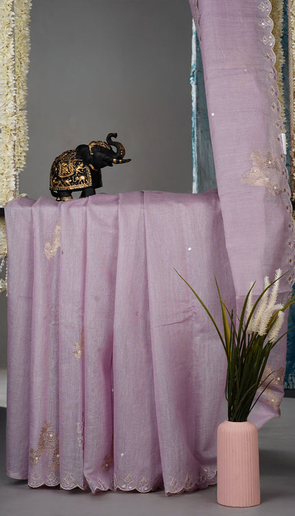 Lenin saree with GotaPatti work and scallop Border - Lavender