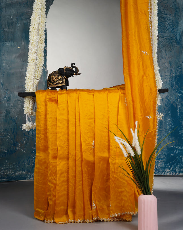 Italian Crepe with Kardana Seqence and Butties, Scallop Border and Kardana Pull Work - M Yellow