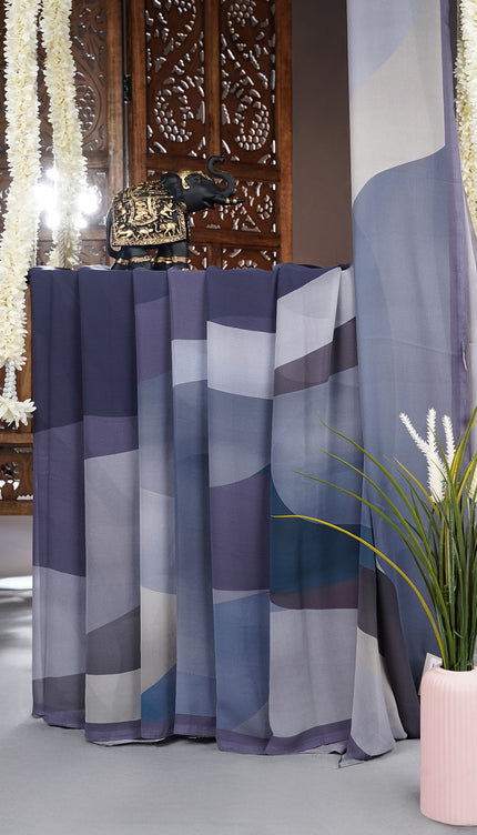 Georgette Saree With Abstract Print - Multi Color