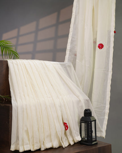 Russian Silk Kardhana Work with Scallop Border