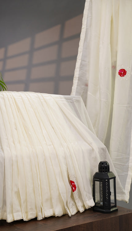 Russian Silk Kardhana Work with Scallop Border