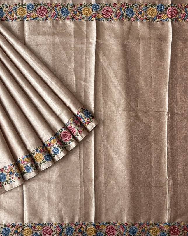 Tissue Banaras Saree with Pet point Border- Light Pink