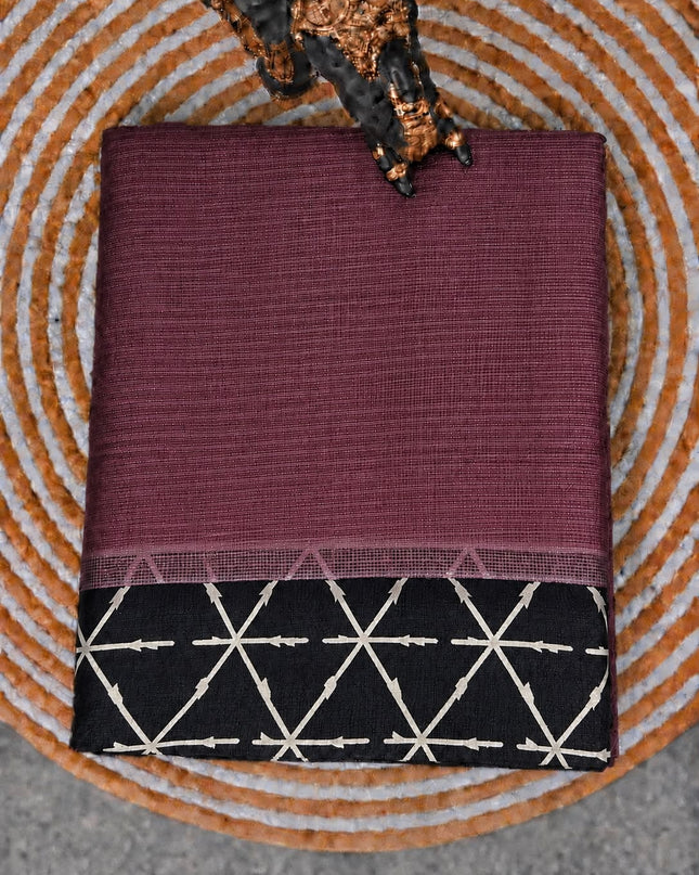 Pure Silk Kota Saree With Contrast Border - Onion Pink