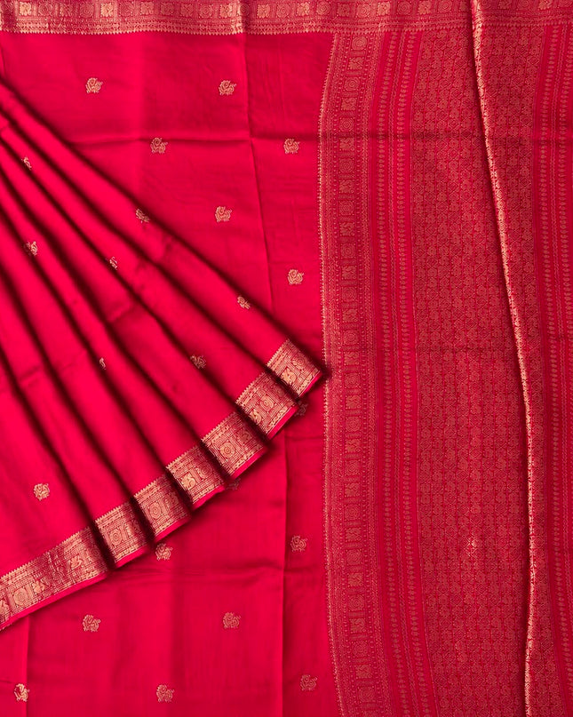 Dola silk sarees with  Gold Butties and zari Border- Pink