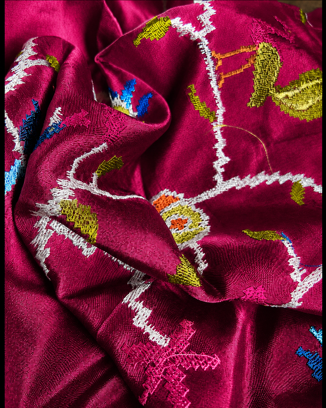 Munga Silk Saree With Gold and Silver Peacock and Elephant Butties Golden  Zari Elephant Design  Border -Pink