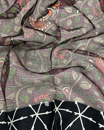 Pure Silk Kota Saree With Contrast Border - Red