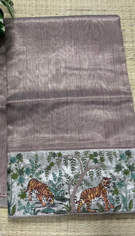 Tissue with shikari border saree