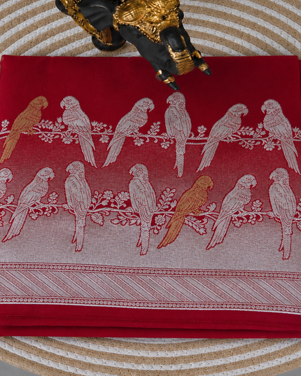 Mashru Banaras saree with Silver butties and Silver Kaddi border - Red