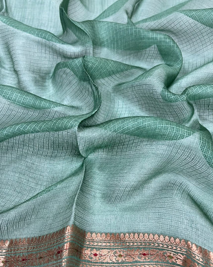 Pure Silk Kota Saree With Bhandni Print and Small Kanchi Border -Green