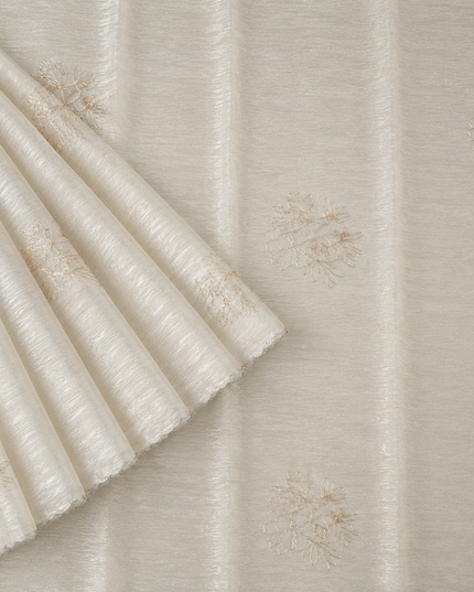 Soft  Tissue Orznga  Saree With Ari work and scallop Border-light Offwhite