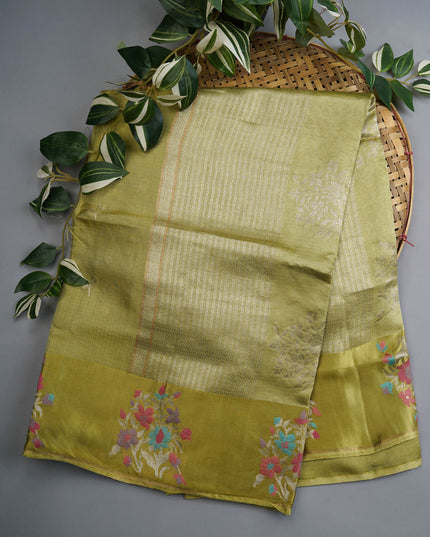 Munga Kota Silk With Silver Butties And Satin Boarder With Meenakari - Light Yellow