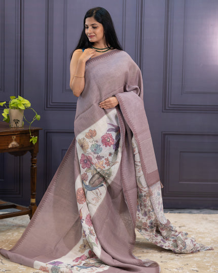 Jute Linen With Digital Print - Brown