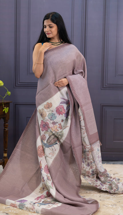 Jute Linen With Digital Print - Brown