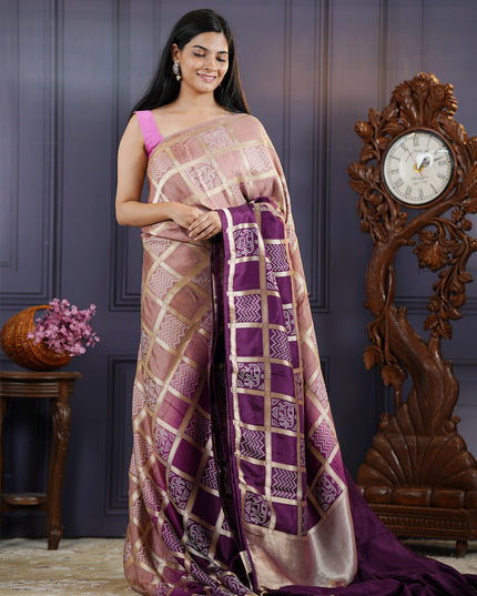 Dola Silk Saree with Bhandni  Weaving - Purple