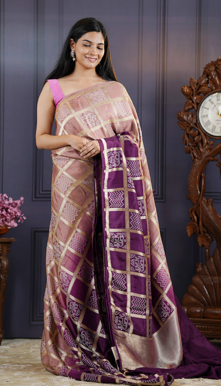 Dola Silk Saree with Bhandni  Weaving - Purple