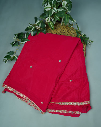 Italian Crape Mirror Work Booties With Kardhana Work - Pink