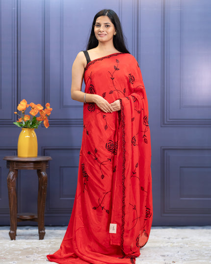 Russian Crape Silk Saree with Bits Work