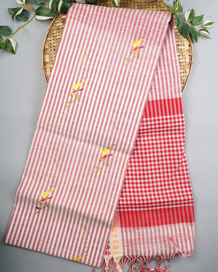 Handloom Cotton Thread Embroidery Butties -  Onion Pink