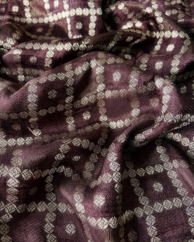 Crepe Saree with Gold Zari  Weaving Border  - Coffee Brown