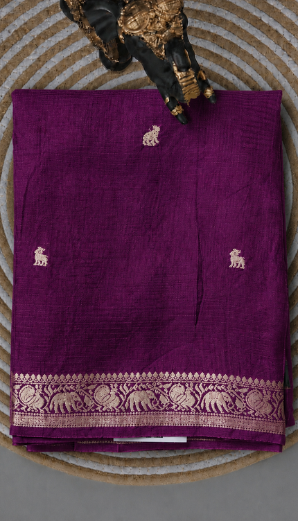 Kanchi Kota saree with Golden Zari Butties and Kanchi Border - Violet