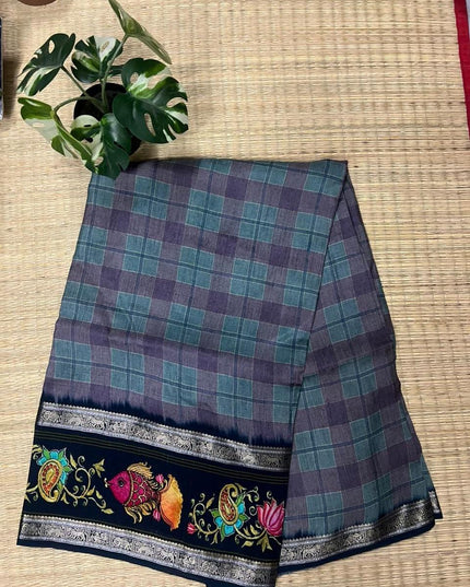 Munga silk saree with Gap Border - multi
