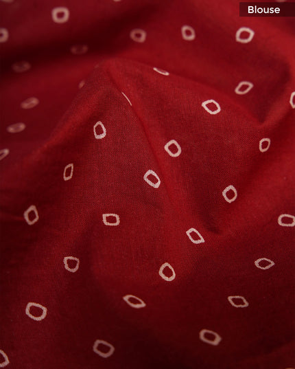 Kota cotton saree with warli print - Maroon Red