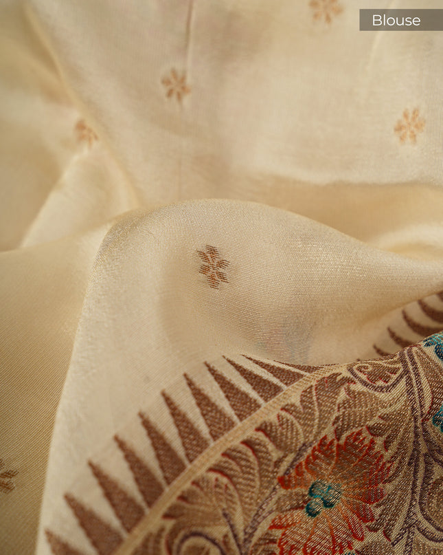 Banaras Silk Shikari With Meenakari Border - Beige