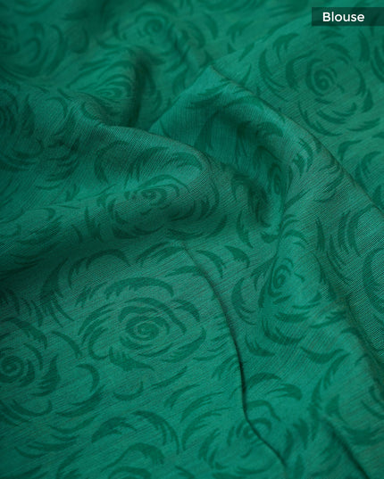 Chanderi Silk Floral Print With Contrast Border - Blue