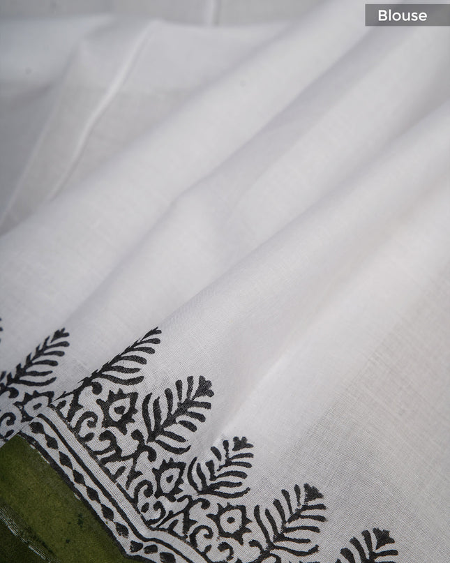 Mul cotton saree with Warli print - White