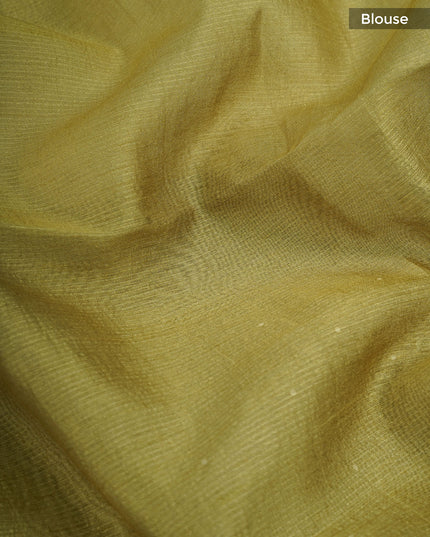 Tissue Lenin Floral Digital Print with Scallop Border Kardana and Peal Work- Pista Green