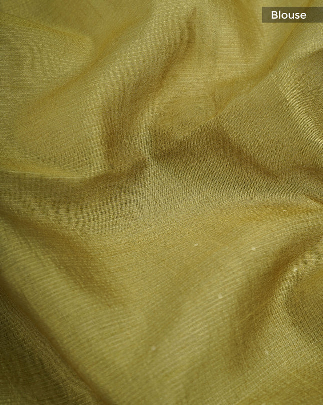 Tissue Lenin Floral Digital Print with Scallop Border Kardana and Peal Work- Pista Green