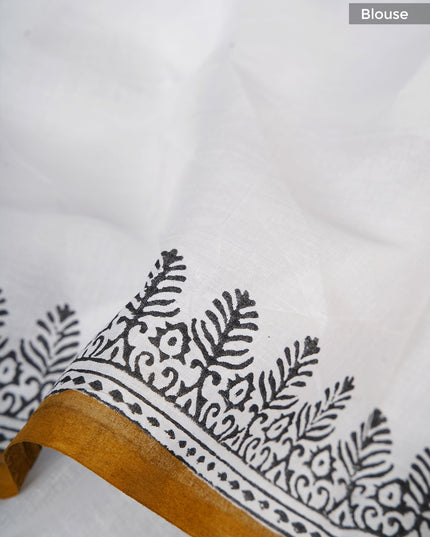 Mul cotton saree with Warli print - White